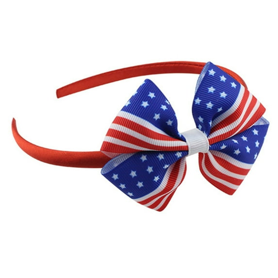 ievspot American Flag Headband, Independence Day 4th of July Red White Blue Bowknot Decor Girl Hair Hoop Hair Accessories