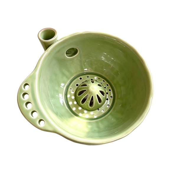 ievspot Ceramic Fruit Washing Bowl Berry Colander Ceramic Berry Washing Bowl with Detachable Juicing Cone Drain Rack Multifunctional Vegetable for Kitchen