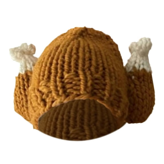 ievspot Chicken Leg Hat Highly Elastic Knitted Windproof Thermal Cap for Winter Fun Halloween Thanksgiving Christmas Costume