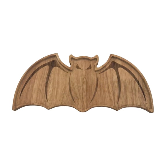 ievspot Decorative Serving Platter Bat Shaped Wooden Tray Bat-shaped Wooden Serving Tray Halloween Snack Dessert Platter Decorative Storage Plate for Jewelry