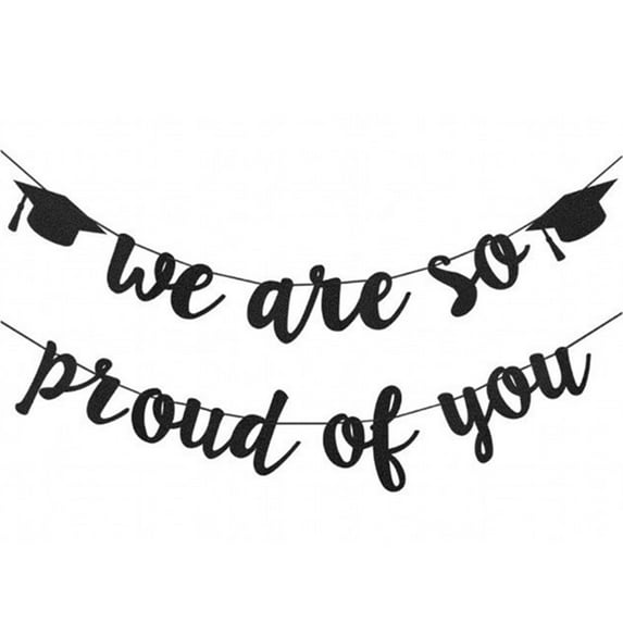 ievspot Graduation Decoration Banners Flag Set,Black/Gold Glitter We are So Proud of You Graduation Banners for Graduation Party Supplies,School,Home Decor