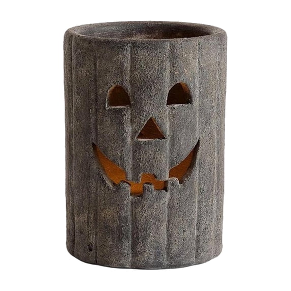 ievspot Halloween Pumpkin Candlestick Holders Retro Resin Candle Lanterns Halloween Pumpkin Candle Holder Retro Resin Hollow Candlestick for Vintage for Fall
