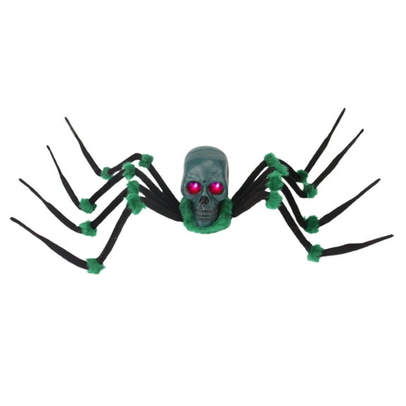 ievspot Halloween Skull Spider Decoration Plastic Skeleton Head Spider Ornament with Light Up Eyes for Haunted House Decor