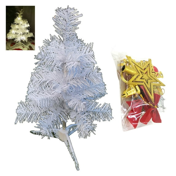 ievspot Mini Artificial Christmas Tree with LED Lights Vibrant Color Realistic Looking Reusable Small Xmas Tree Desktop Decor
