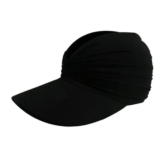 ievspot Outdoor Ladies Hat Empty Top Large Brim Pleated Pure Color Sun Portable Breathable Sport Gardening Fishing Travel Cap