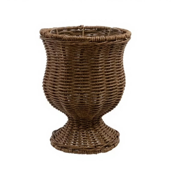 ievspot Small Wicker Planter Handwoven Faux Rattan Wicker Vase Boho Decorative Flower Pot for Indoor Outdoor Use Compact Planter for Dining Table Bedroom