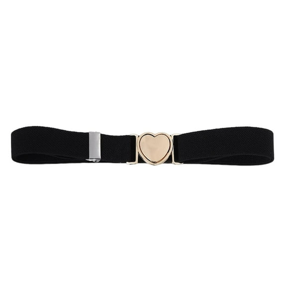 ievspot Unisex Belt Contrast Color Banded Metallic Heart Buckle Waistband Adjustable Elastic Band Girl Waist Strap for Parties Daily Wear