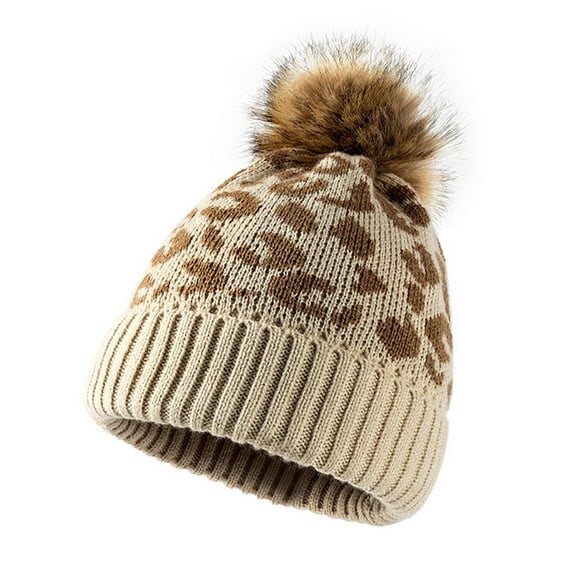 ievspot Unisex Winter Beanie Hats Slouchy Leopard Animal Knit Skull Cap Vintage Cheetah Print Head Cover for Women Mens