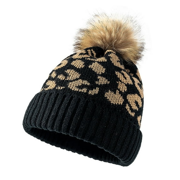 ievspot Unisex Winter Beanie Hats Slouchy Leopard Animal Knit Skull Cap Vintage Cheetah Print Head Cover for Women Mens
