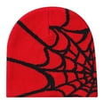 thumbnail image 1 of ievspot  Unisex Winter Hat Spider Web Jacquard Knitted Dome Elastic Contrast Color Brimless Cold Weather Cap Cosplay Club Party Headwear, 1 of 5