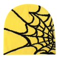 thumbnail image 1 of ievspot  Unisex Winter Hat Spider Web Jacquard Knitted Dome Elastic Contrast Color Brimless Cold Weather Cap Cosplay Club Party Headwear, 1 of 6