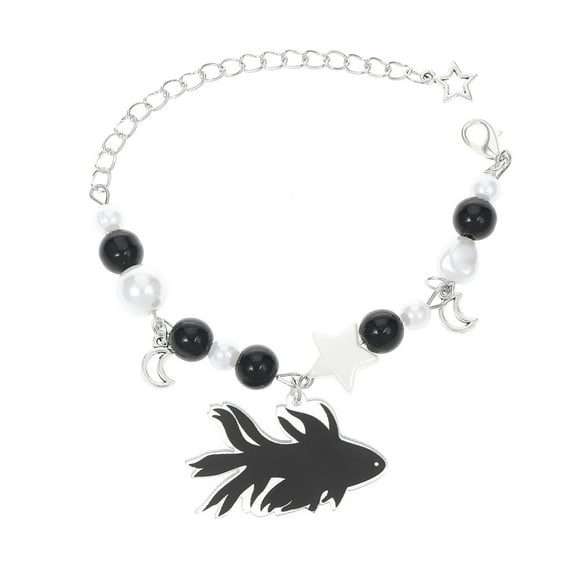 ievspot Women Bracelet Punk Style Hollow Star Beads Decor Guitar Pendant Friends Bracelet Adjustable Extended Chain Bracelet