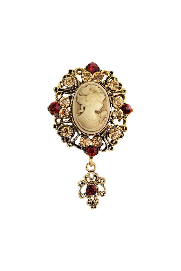 Women Brooch Retro Victorian Human Profile Rhinestone Decor Suit Coat Collar Hat Scarf Decoration Clothes Pin Prom Party Garment Jewelry