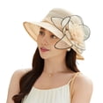 thumbnail image 1 of ievspot Women Organza Kentucky Sun Hats, Wide Brim Flower Church Bridal Hat Beach Derby Hat for Tea Party Wedding, 1 of 8