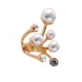 thumbnail image 1 of ievspot Women Ring Exaggerted Faux Pearl Rhinestone Opening Electroplated Prom Party Index Finger Ring Irregular Lady Jewelry, 1 of 8