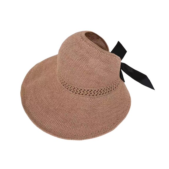 ievspot Women Summer Sun Hat Wide Brim Top Hat Foldable Travel Beach Hat Outdoor Travel Sun Hat