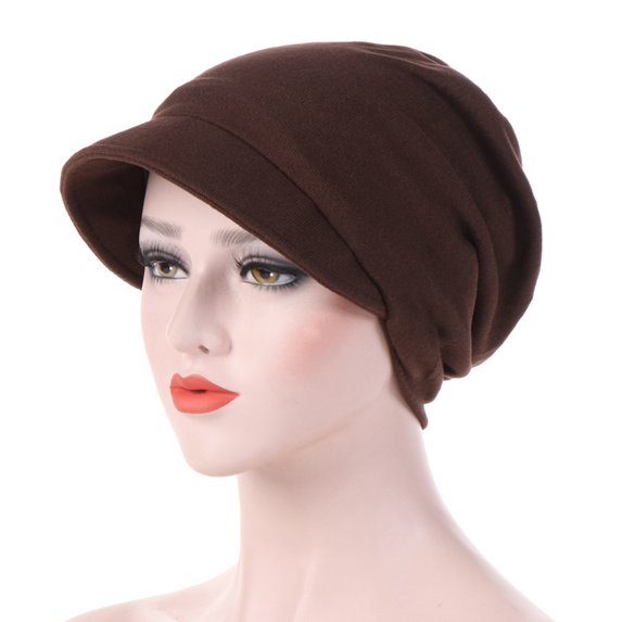 ievspot Women Winter Cotton Hat Winter Brim Beanie Hats for Women Slouchy Beanie Cap with Visor Warm Newsboy