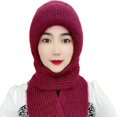 thumbnail image 1 of ievspot Women Winter Hat with Scarf Thick Cycling Headwear Solid Color Elastic Full Protection Outdoor Travel Cold Weather Skiing Cap, 1 of 7