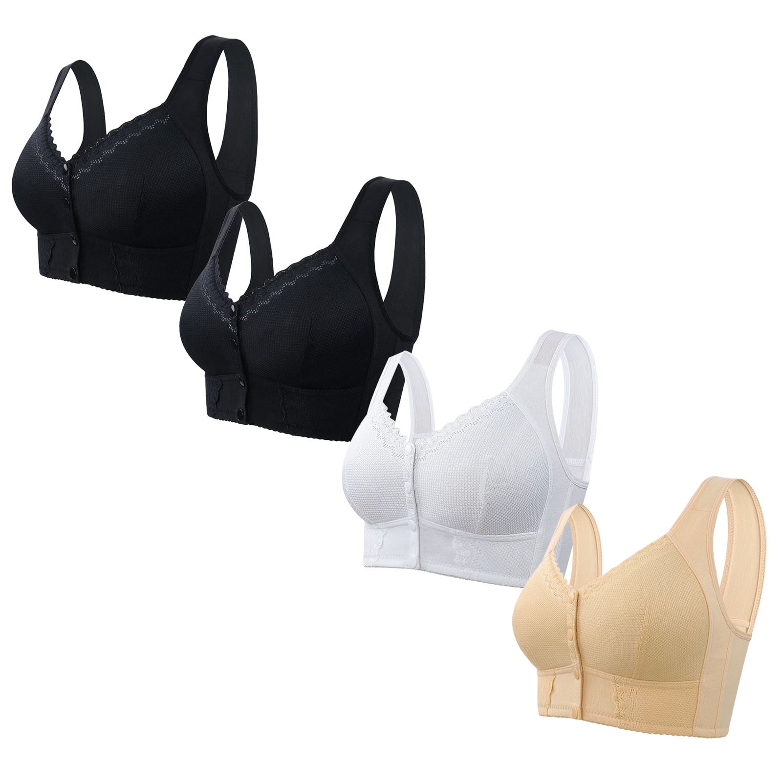 IFNND Seamless Bras for Women Women's Push Up T-Shirt Bra 4PC Women's No-Wire Bra No Front Button No-Slip Underwear Comfortable and Convenient, No Underwire