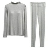 IFNND Thermal Underwear for Women Turtleneck Solid Color Long Johns with Fleece Lined, Base