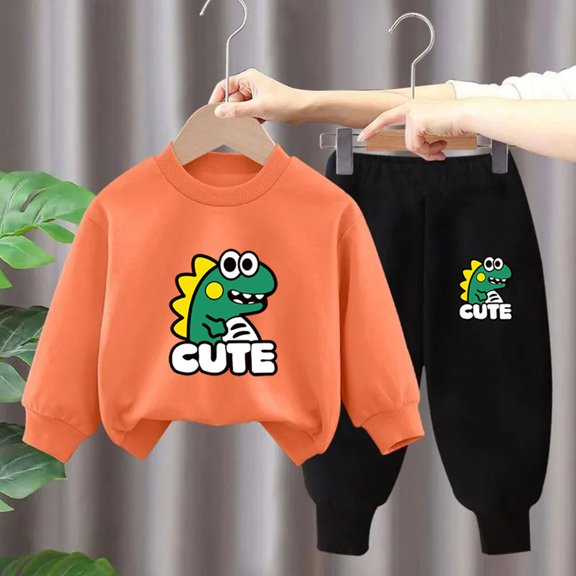 IFNND Toddler Baby Boy Sweatsuits Dinosaur Clothes For Boys Printed Crewneck Sweatshirt Sweatpants Pants Set Fall Winter Clothes 2Pcs Fall Winter Outfit