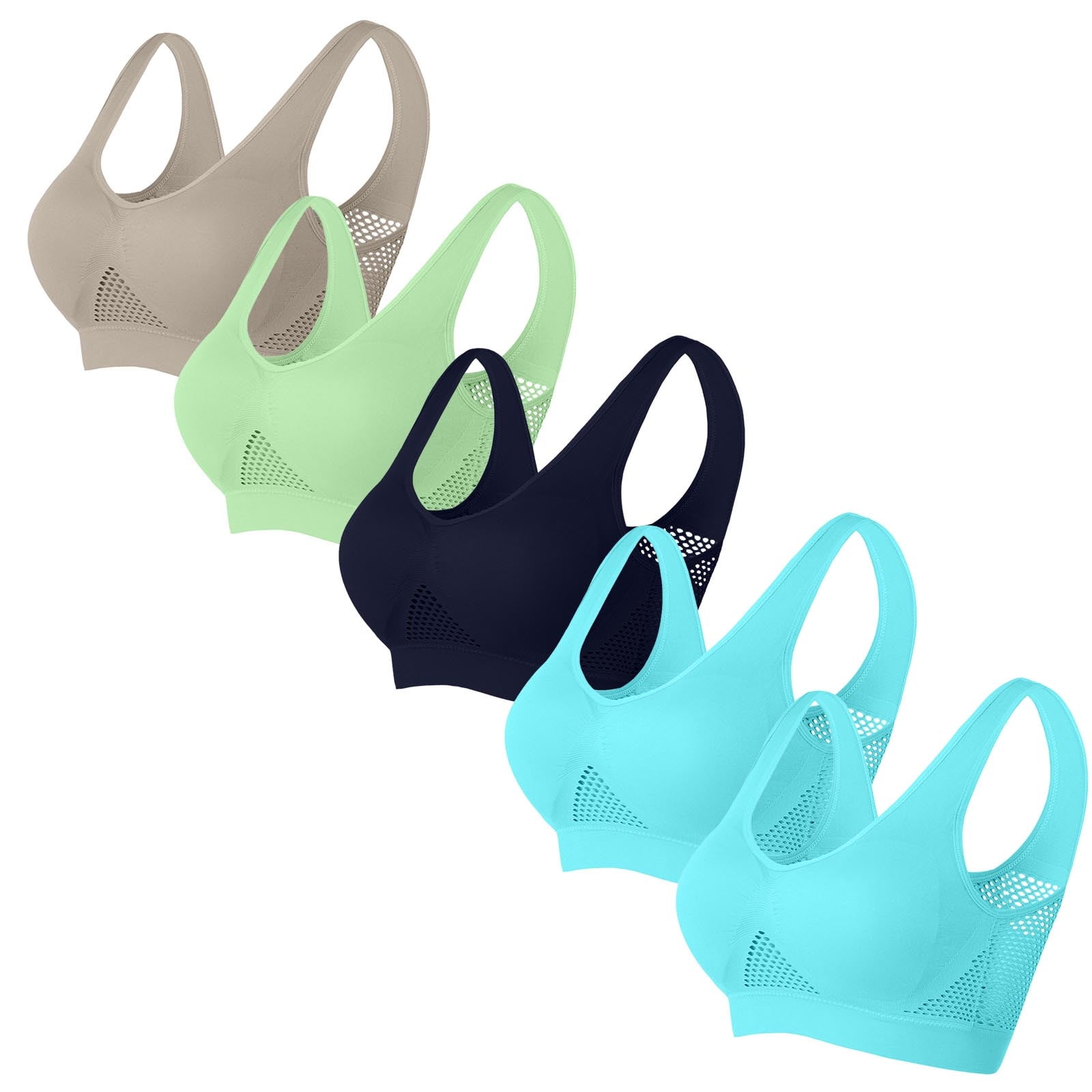 IFNND Women's Push Up Bra 5PC Woman's Solid Color Gathered Together Large Size Daily Bra Underwear No Rims Women Cotton Ultra Soft Cup