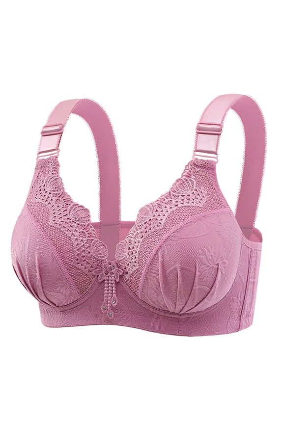 Womens Plus Size Bra Woman's Printing Lace Ventilate Sling Large Sized Bra Without Steel Rim Comfortable Wireless Padded Bras