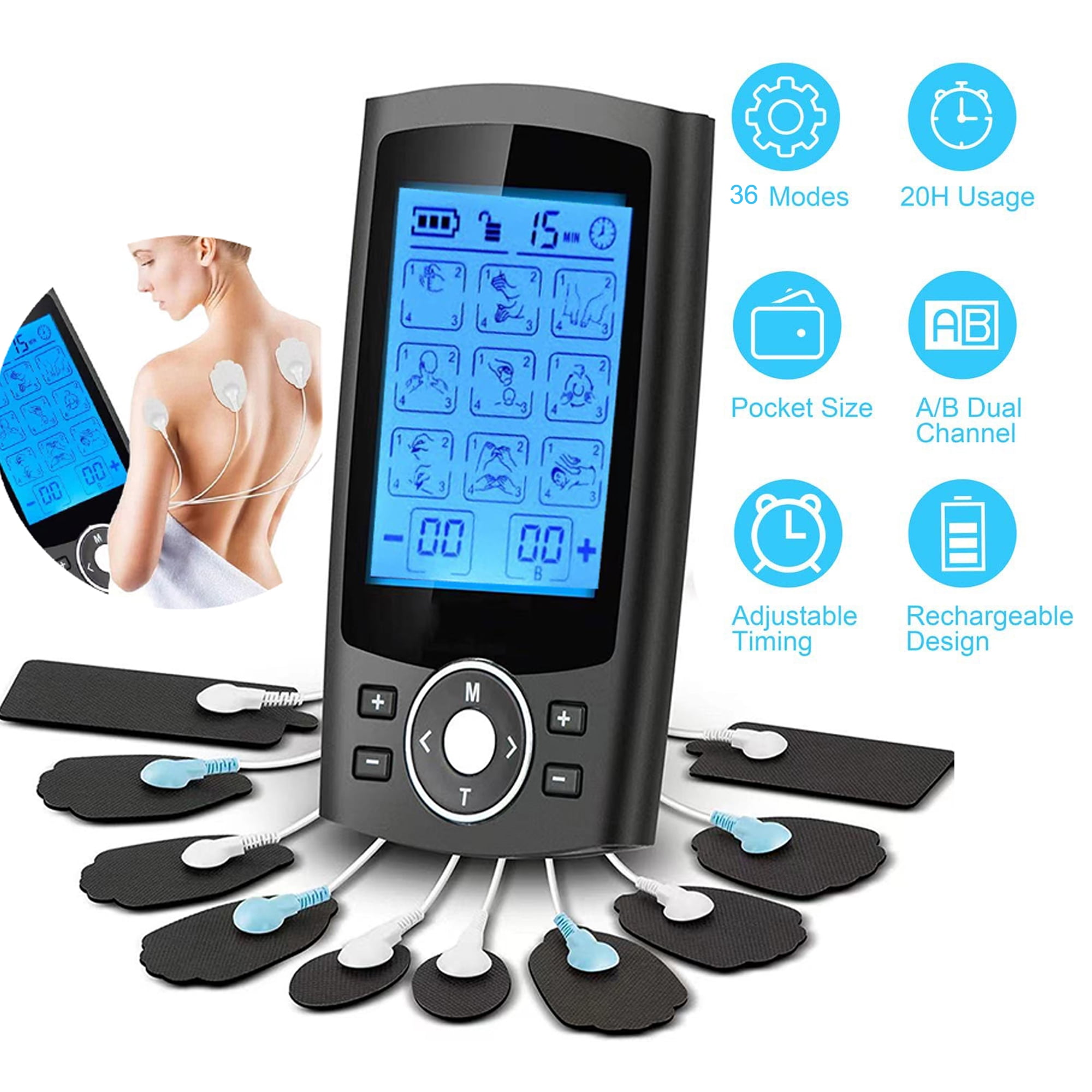 Pulse Tens Unit USB Massager Back Full Body Muscle Stimulator Pain Relief  Device