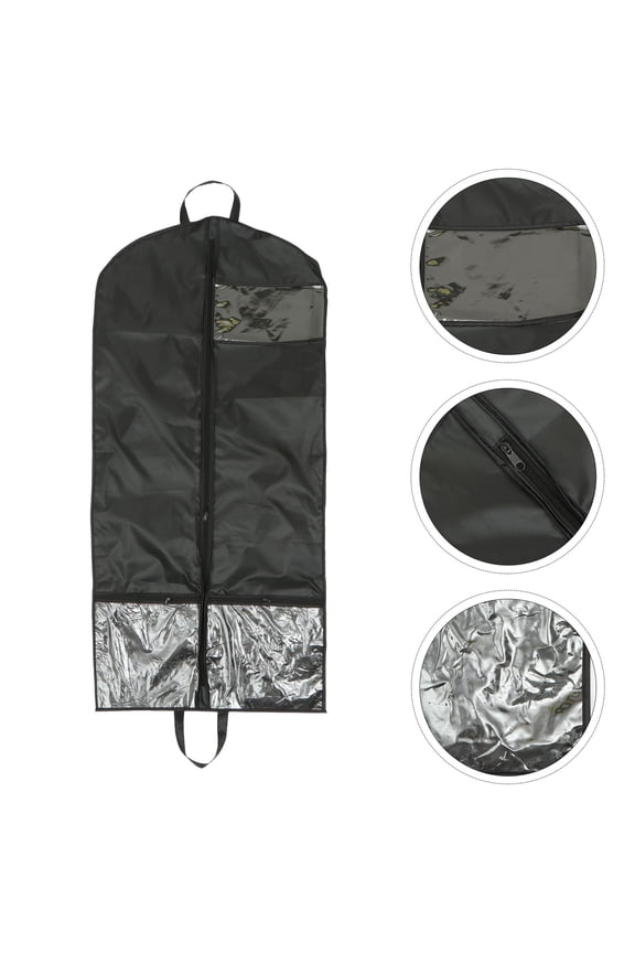 Black Polyester Suit Garment Bag for Travel, Protective Storage Cover, Lightweight and