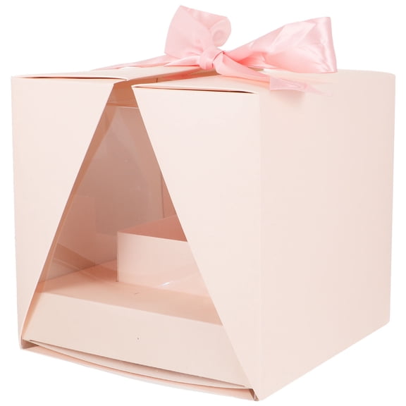 ifundom 1Set PVC Pink Transparent Flower Box for Storage with Ribbon and Inner Slot
