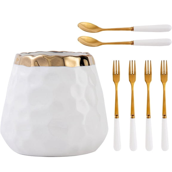 WHAMVOX Dessert Fork Spoon Stainless Steel Elegant Design 1 Set 6.0In