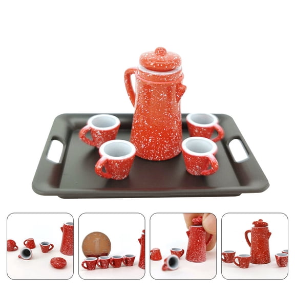 ifundom Miniature Mug and Teapot Set, Lifelike Design Collectible Gift for Dollhouse and Miniature Enthusiasts