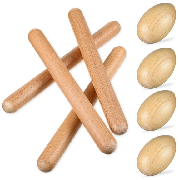 ifundom Wood Percussion Rhythm Sticks Light Brown Musical Instrument for Toddlers and Beginners
