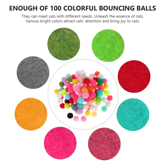 ifundom Bite Resistant 100Pcs Round Furry Cat Toy Balls for Indoor Pet Toys Entertainment