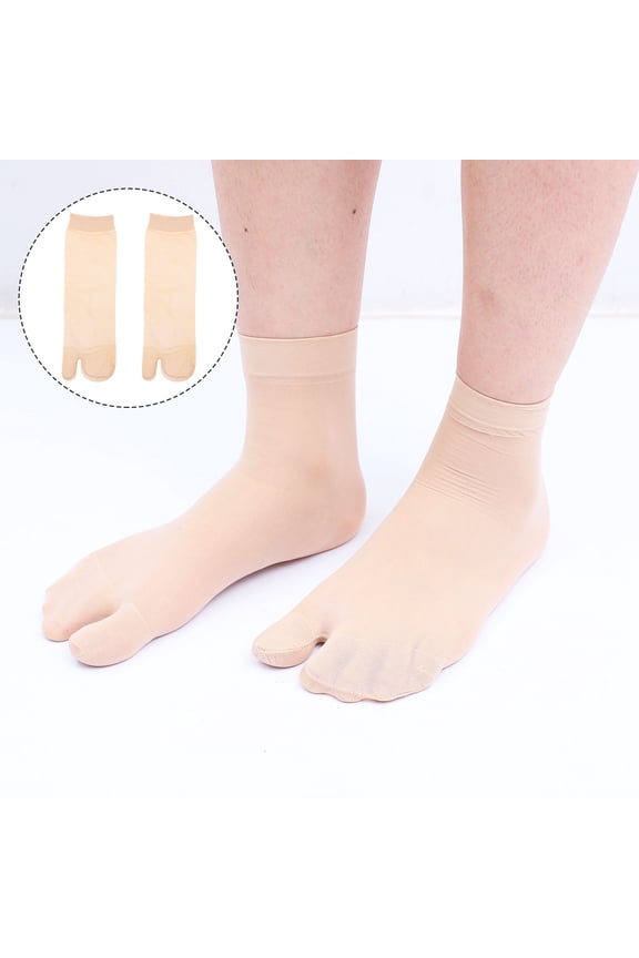 10 Pairs Tabi Socks for Adults Breathable Beige Nylon Two Toe Split Toe Socks
