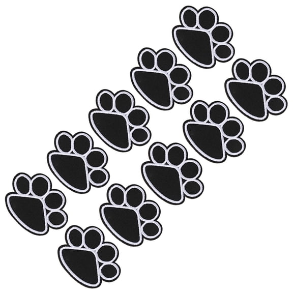 ifundom 10Pcs Black Cloth Dog Paw Patch Stickers for Clothes Bags Hats Decoration
