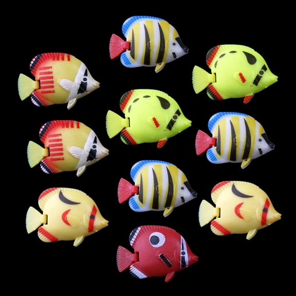 ifundom 10Pcs Plastic Artificial Floating Fish for Aquarium with Movable Tail and Built in Weight
