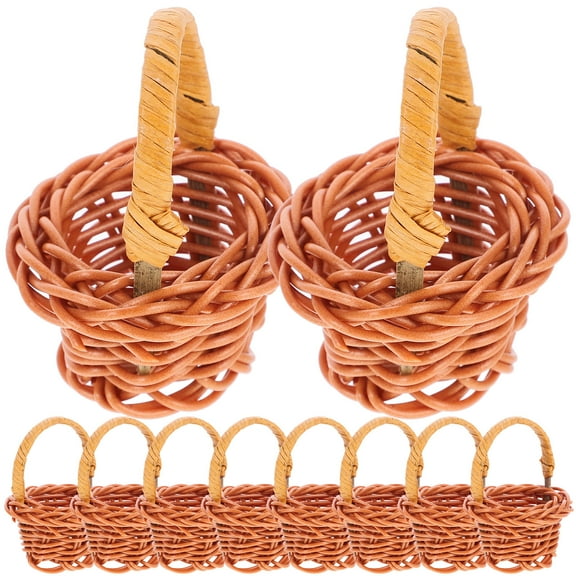 ifundom 10-Pack Small Wicker Storage Baskets Rustic Coffee Color for Home Office Organization and Decor