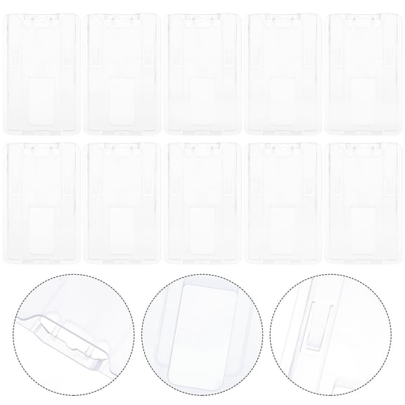 ifundom 10-Pack White Plastic Business Card Holder Sleeves with Holes for Convenient Organization and Secure Storage