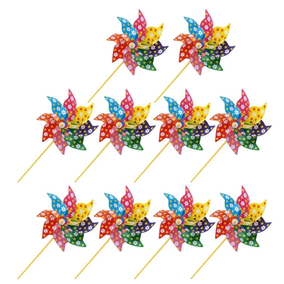 ifundom 10-Pack Plastic Garden Windmill Stakes Octagonal Outdoor Decorations for and Events