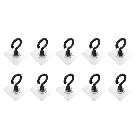 ifundom Rotatable Adhesive Hooks Black PVC No Drill Bathroom Wall Hooks Strong Hold