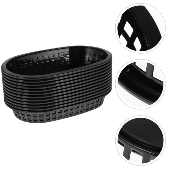 ifundom 12Pcs Hamburger and Fry Baskets Black Plastic for Fast Food Use