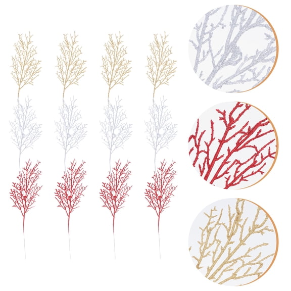 ifundom 12-Piece Decorative Dead Branch Set for Christmas and Holiday Decorations with Lifelike Design in Assorted Colors