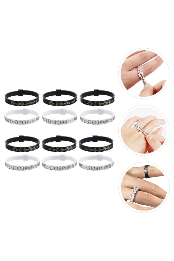 12-Piece Transparent Plastic Finger Sizer Set for Accurate Measurement, Black Design for Jewelry Sizing