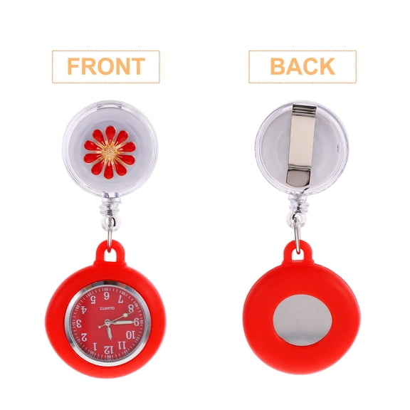 ifundom Retractable Watch with Red Alloy Clip, Easy to Carry and Fob Watch for Healthcare Professionals
