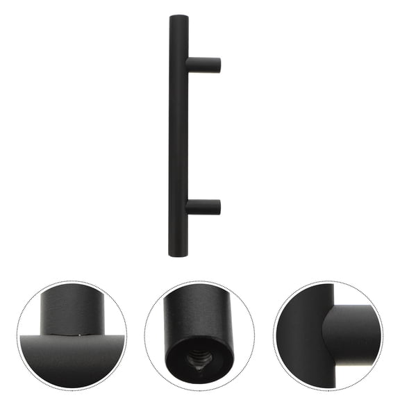 ifundom 1Pack Push Pull Door Knob Steel Handle for Cabinet Black Round Drawer Handle