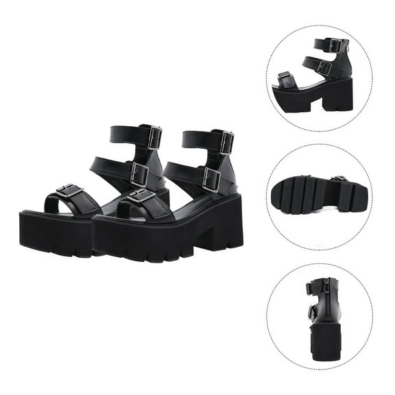 ifundom Women's Black Sandals 1 Pair Stylish Comfortable Footwear for Parties Special Events Casual Wear