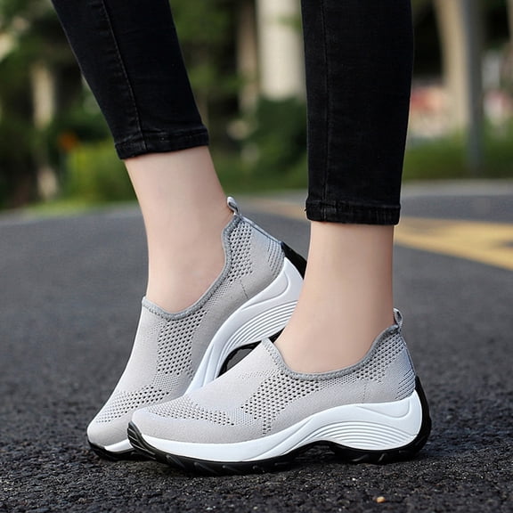 ifundom Women's Lightweight Running Shoes Grey Breathable Sneakers for Hiking Travel Comfortable Athletic Footwear Pair