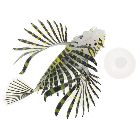 ifundom Black Silicone Aquarium Fish Decoration Realistic Lionfish Ornament for Fish Tank and Home Aquarium