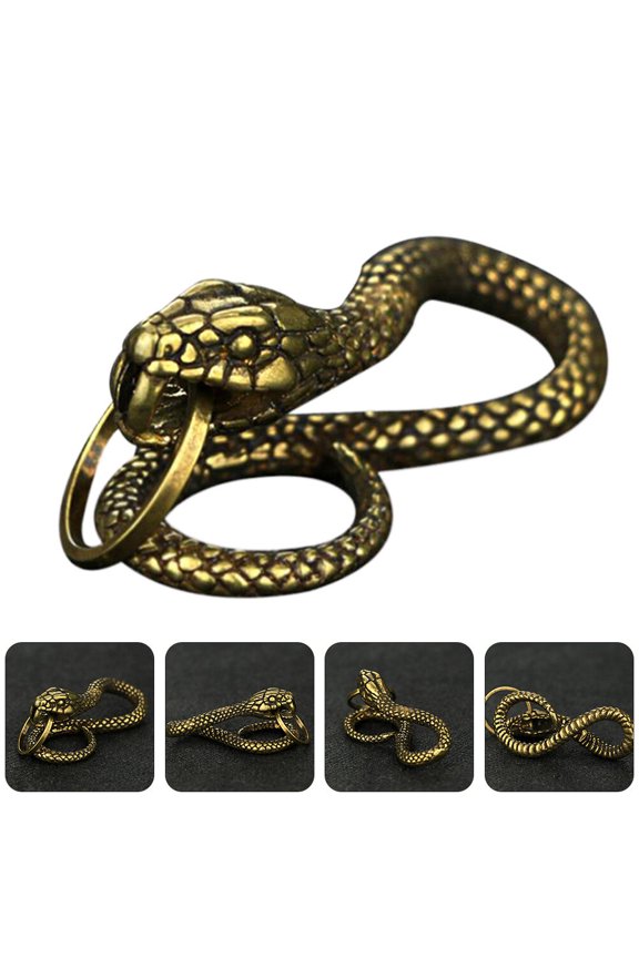 1Pc Copper Snake Keyring Pendant Accessory for Diy Enthusiasts Yellow